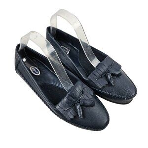 Dr. Scholls Womens Leather Tassel Loafers Size 8.5W DoubleAir Pillo Insoles Blue
